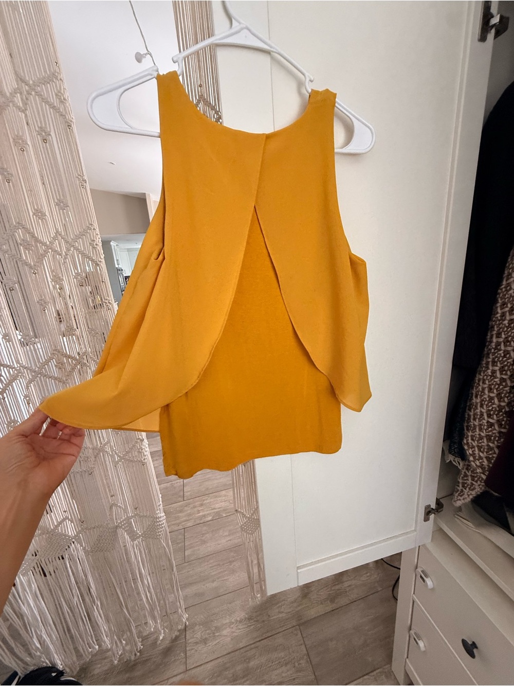 Bar III Mustard Yellow V-Neck Sleeveless Chiffon Camisole - Picture 3 of 5
